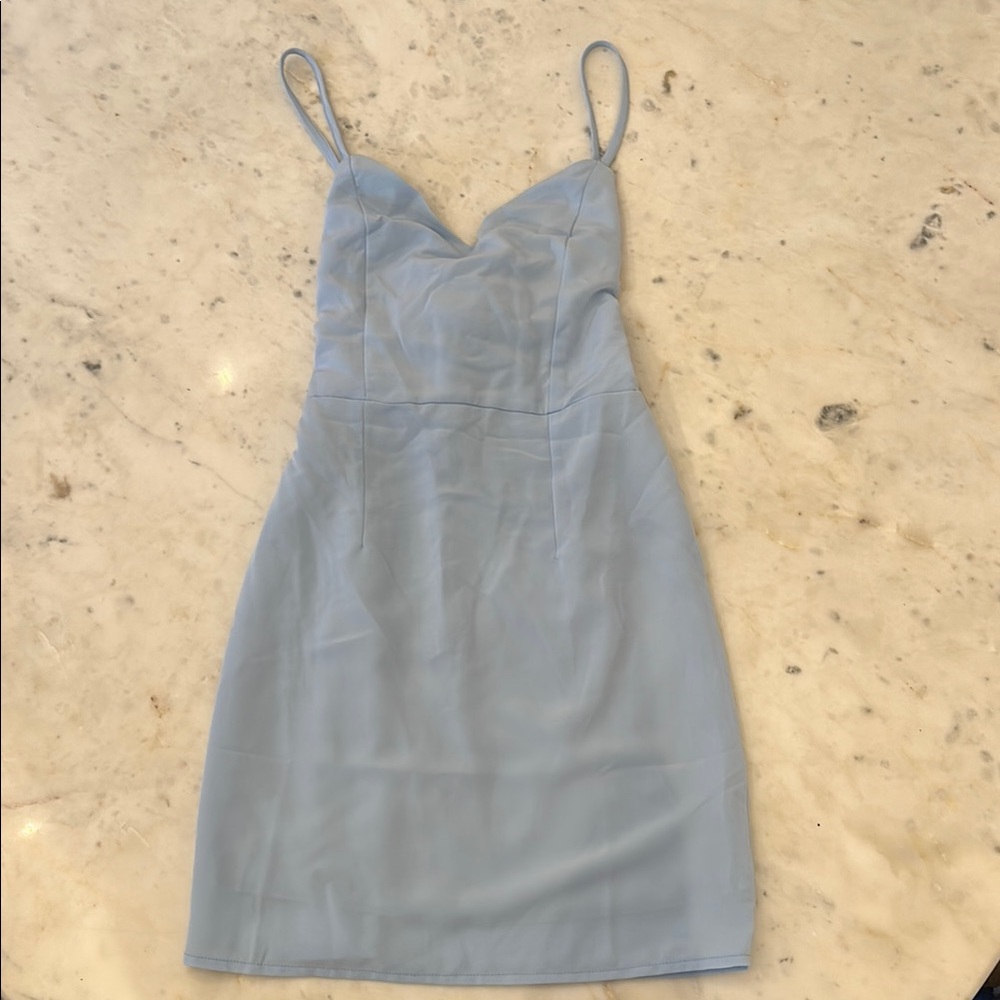 Blue Spaghetti Strap Dress w/ Tie up Bow
